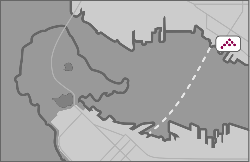 Location map to Fulcrum Graphics' office in North Vancouver, BC